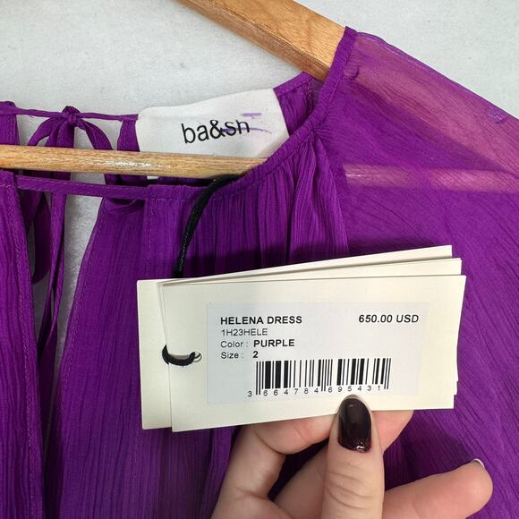 NWT Ba&Sh Helena Purple Silk Viscose Maxi Dress 6 Whimsical Wedding Guest $650 - Picture 9 of 12